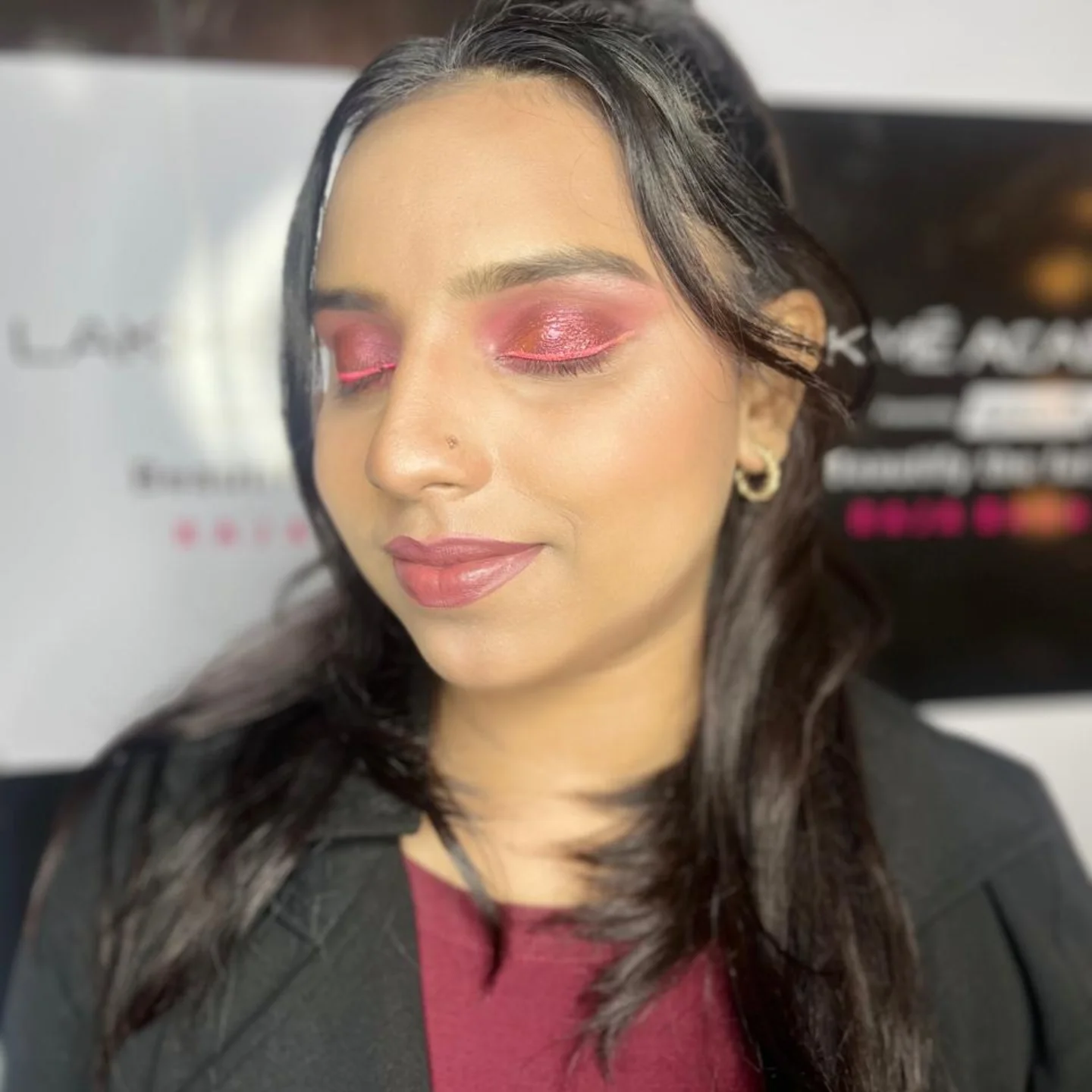 Pink shimmer editorial eye makeup — Patna