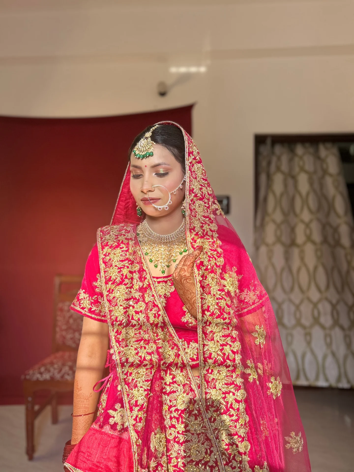 Red bridal close-up portrait — Patna