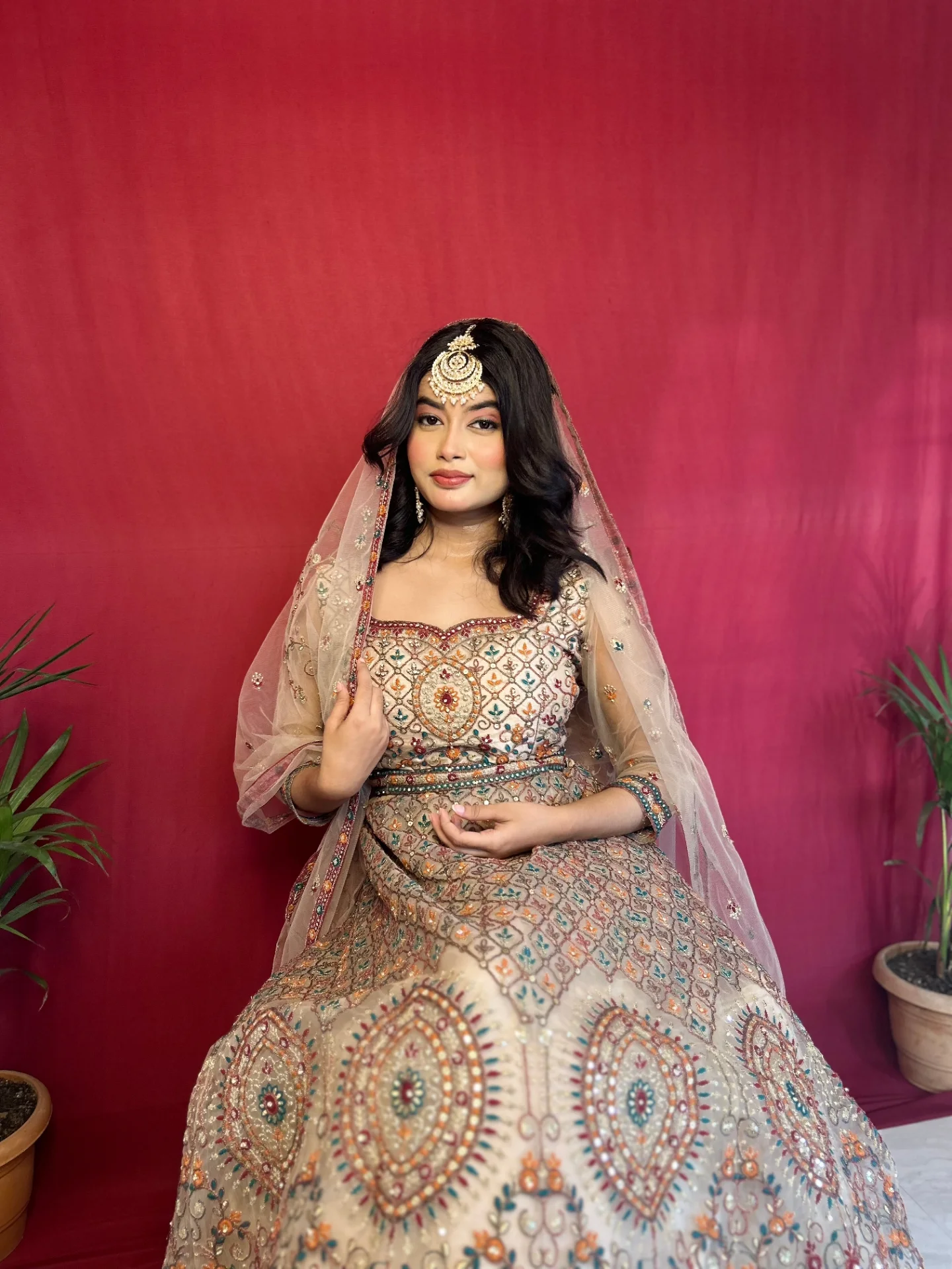 Soft glam nude lehenga makeup — Patna